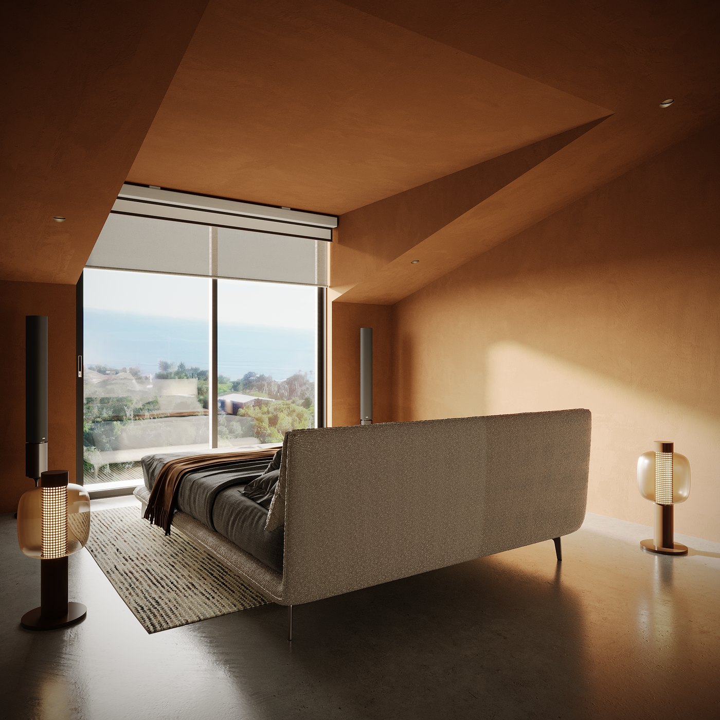 Penthouse bedroom with a panoramic view