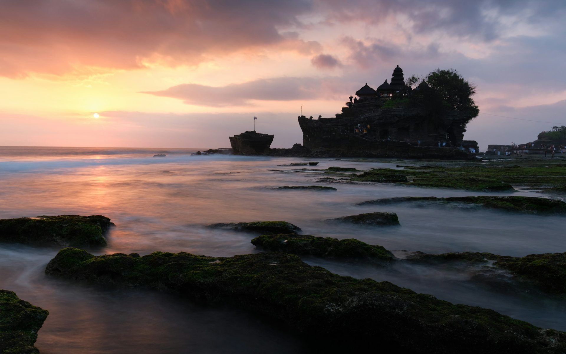 Tanah Lot temple on the west coast of Bali at sunset